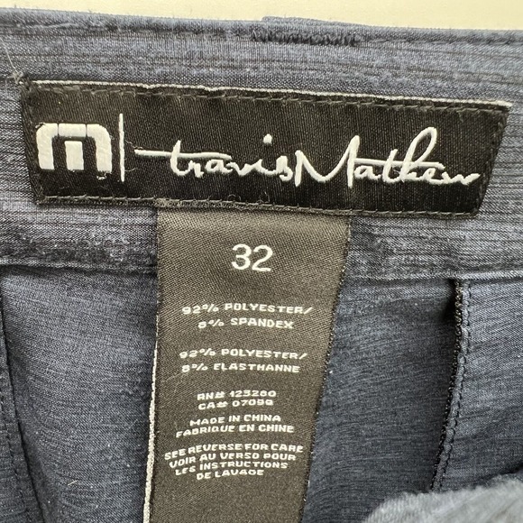 Travis Mathew Golf Shorts Mens 32 Performance Stretch Flat Front Blue Stripe - Picture 3 of 10